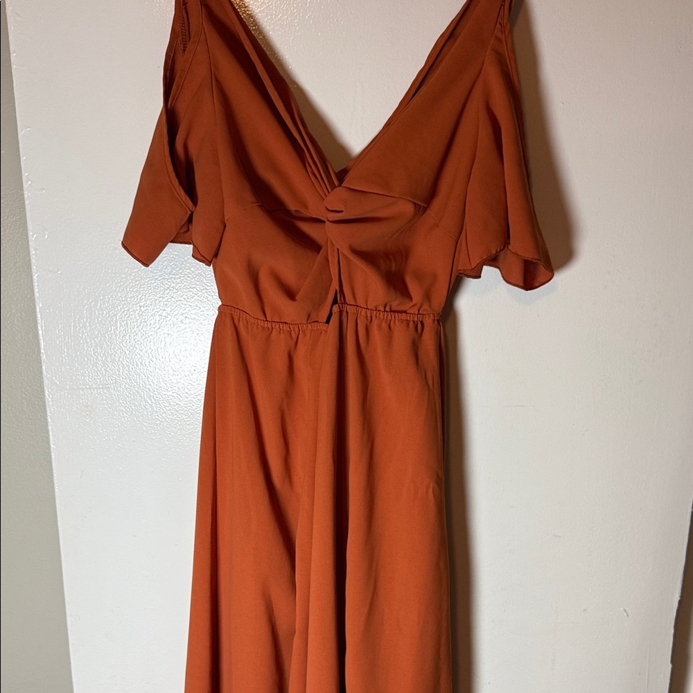 SHEIN Terracotta Twist Midi Dress